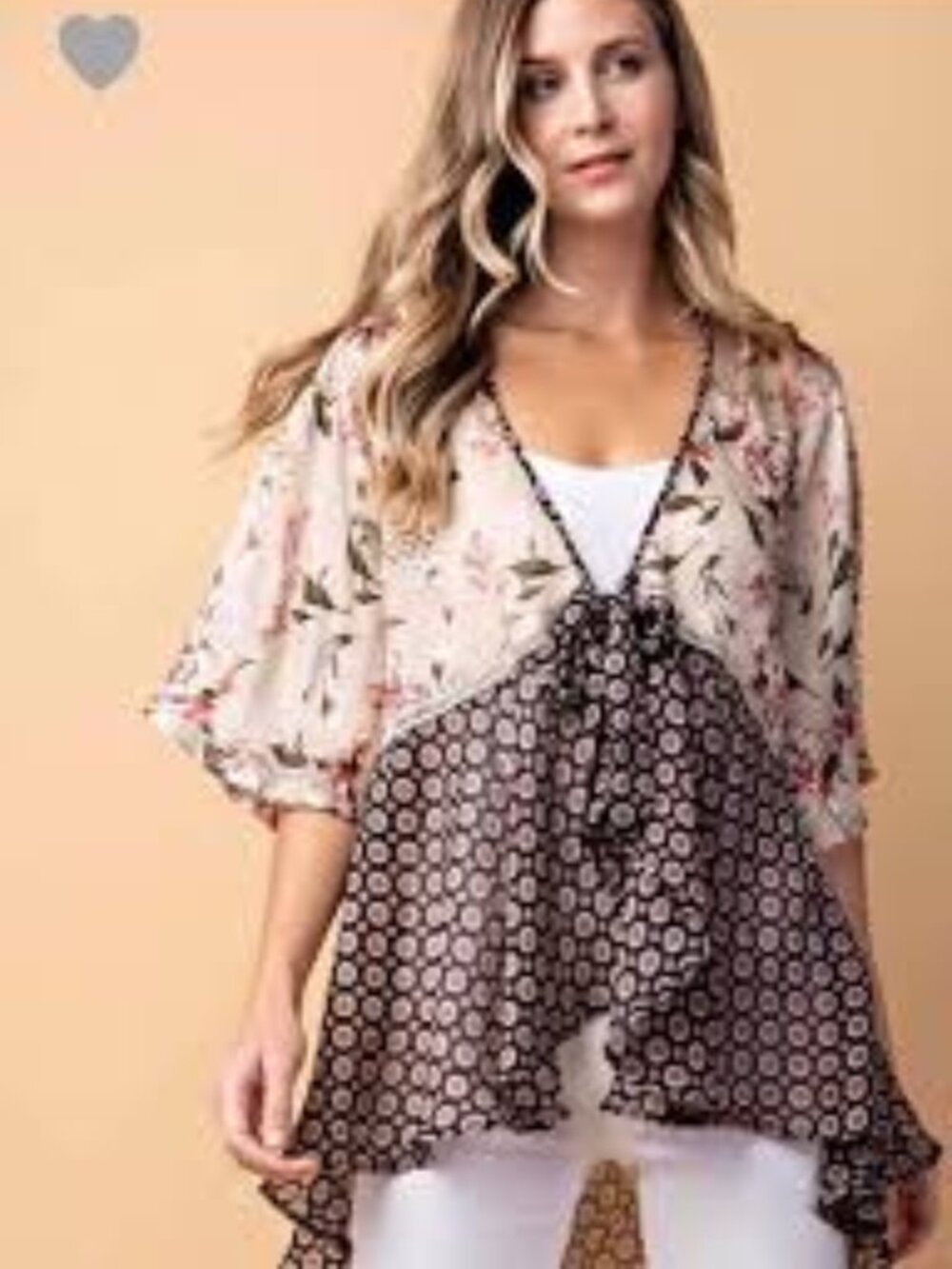 Kori America Kimono Style Tie front Hi-Low Top ** Size M